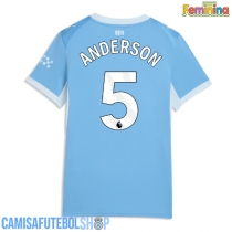 Camisa de time de futebol Manchester City Elliot Anderson #5 Replicas 1º Equipamento Feminina 2026-27 Manga Curta